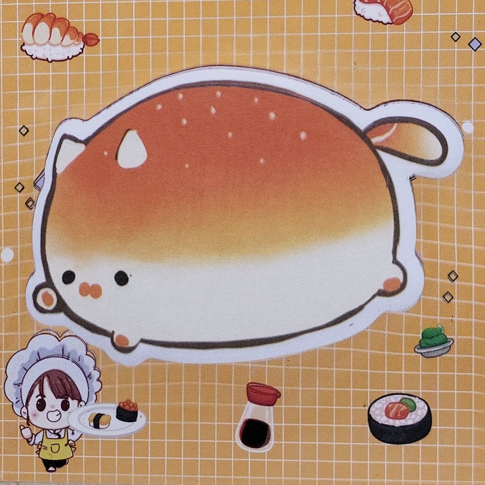 Kawaii Sesame bread bun pan sticky note memo pad